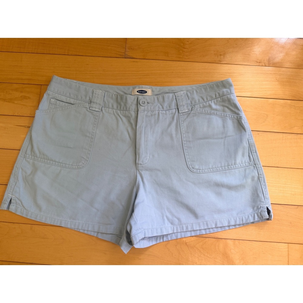 Old Navy Y2K Shorts Women 12 Blue‎ Chino Twill Mid Rise Cargo Utility Pockets